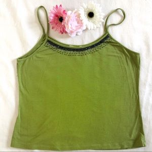 NYLON by DEX.  Chartreuse Beaded Tank Top